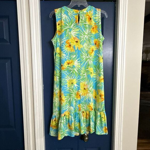 NY Collection Tropical Ruffle Hem Sleeveless Dress Size M NWOT - Picture 4 of 5